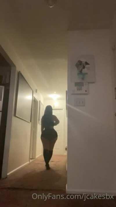 (something light) just her in shorts walking