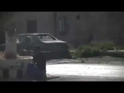 Early war Syria footage, July 17 2012. Rebels firing towards regime forces somewhere in Northern Syria (I believe Salqin, Idlib province).