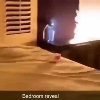 Bedroom is fire