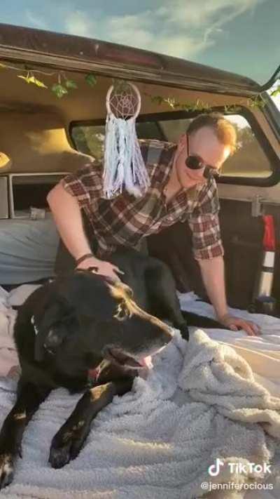 ....and petting my dog