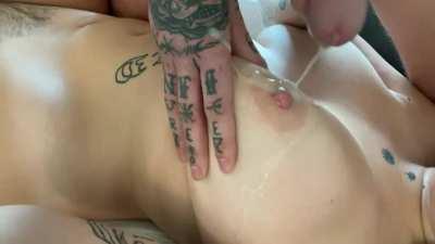I love cum on my nipples, who wants to cover the other?