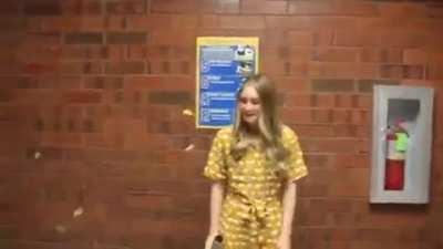 My teacher sister trying to make a video to get her students excited for the upcoming school year.