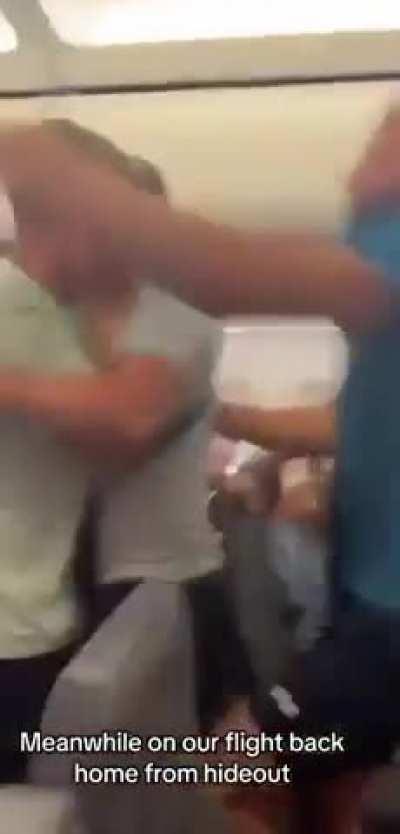 Man tried to open the door on a crowded Ryanair plane flying from Zadar in Croatia. When he ran to the door, two young men jumped on him and threw him to the floor.
