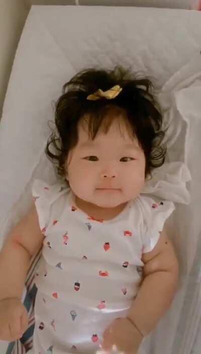 my 6 mo started “baba” when I was changing her diaper. My heart melts