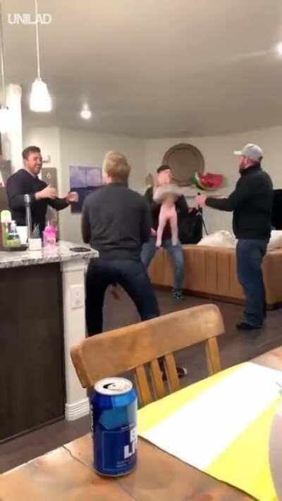 Hmb, first one to drop the kid keeps it