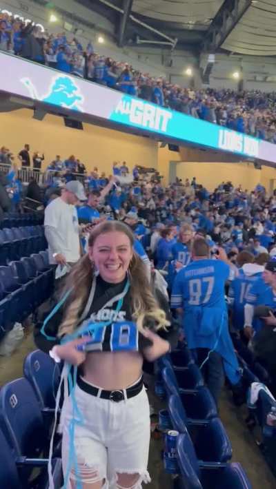 Playoff football means flash tits at the stadium