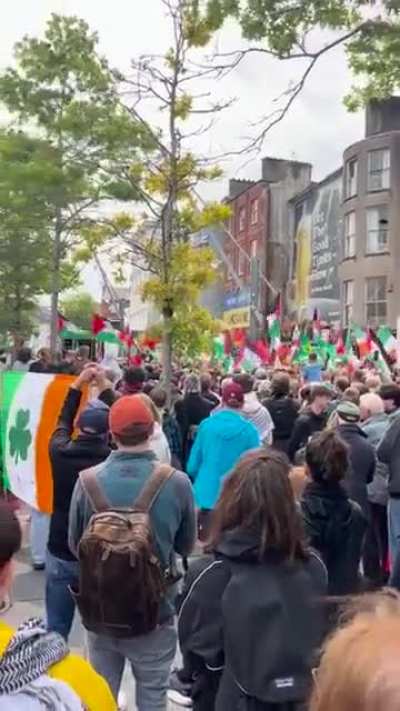 People protesting against racism, anti-immigration views and far-right in Cork, Ireland.