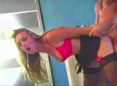 Blonde babe stumbles into mens bathroom and gets absolutely railed