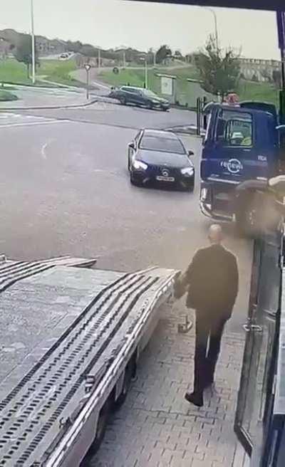 Car in trucks blind spot