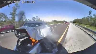 Insane rear-end accident