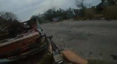 POV: Fight in one of the settlements of the Donetsk region on behalf of the Ukrainian military