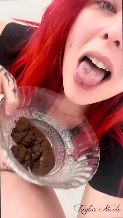 Licking my giant load of poo!