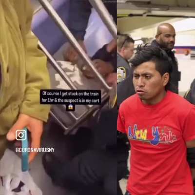 The moment the NY Subway arson murderer is captured on a busy subway train 