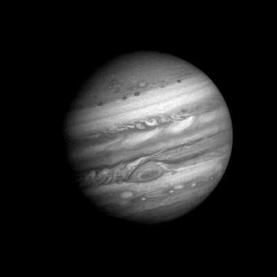 Oddly terrifying animation (1 frame per 10 hrs.) of Jupiter emerging from the darkness as Voyager 1 approaches, nearly 500 million miles from Earth