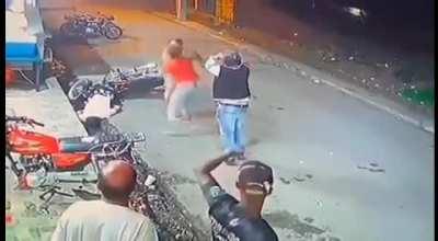 Robber's poor gun safety saves the day before robbery starts