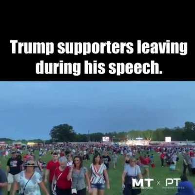 Trump supporters leaving Ohio rally as Trump rambles on about the stolen election conspiracy.
