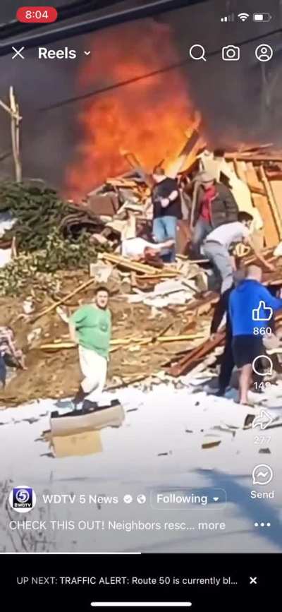Video shows neighbors rescuing man from home explosion in Clarksburg