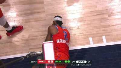 [Highlight] Gobert inadvertently hits SGA in the face going for the rebound.