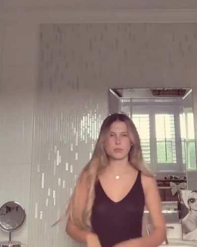 Showing off her new haircut