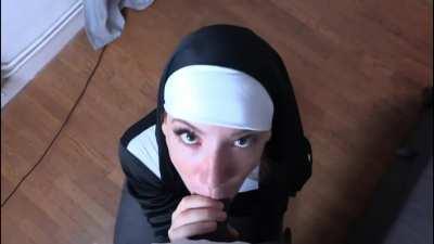 Cosplay Nun gets converted to worship BBC