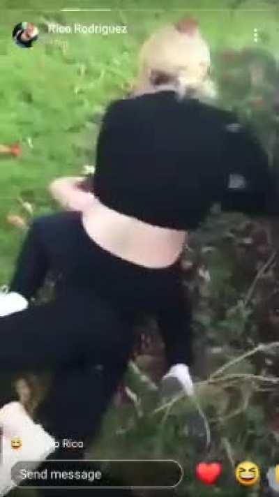 she got the piss beat out of her, literally