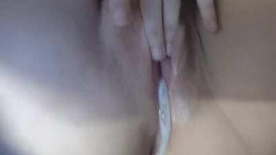 Pushing out the massive creampie my boyfriend left in me <3 (F)19