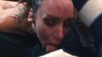 Your mom came over and tried telling me some bullshit about leaving you alone - I decided to put her mouth to better use. I personally think she sounds a lot more intelligent sounding like this.