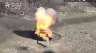 UA Drone POV Of A Russian Tank Cooking Off.