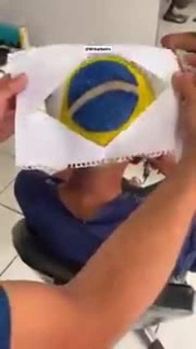 World cup mood: Brazilian flag hair