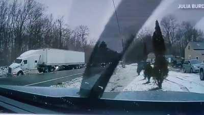 Icy roads in New Sharon