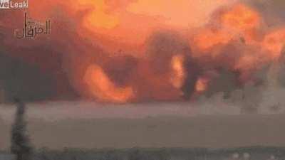 An ATGM finds the ammo storage of a T-72