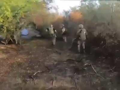 RU POV soldier gets injured by an arrival of a Russian projectile on AFU