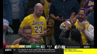 [Highlight] Russell Westbrook hits a huge corner 3 to put the Lakers up 3 with 23 seconds left in OT.