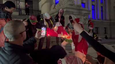 Protestors at the Vancouver Art Gallery