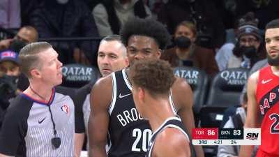 [Highlight] Chris Boucher loses his mind and catches a tech after forcing a Nets turnover