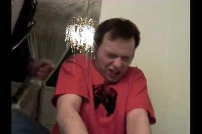 Mike calmly coaching Rich on his acting behind the scenes of HITB.