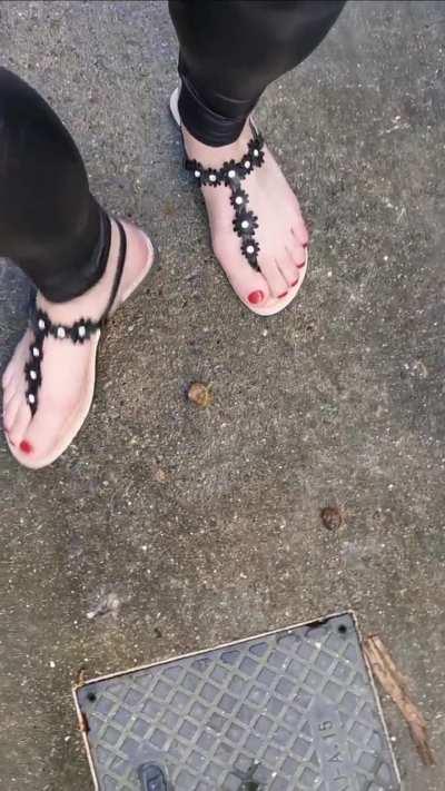 POV Thong sandals crush snails