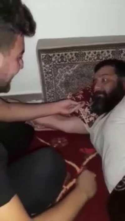 I have a great idea! I’ll cut dad’s beard while he’s sleeping...