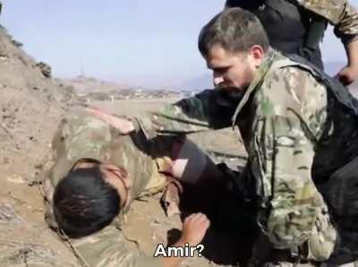 Armenian soldiers found a wounded Azerbaijani soldier and treated him during the war in 2020