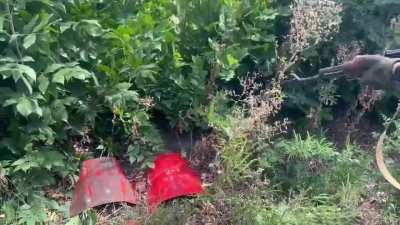 Warriors of the Ukrainian 95th Air Assault Brigade discover some rather... interesting body armor on a captured ruzzian MTLB.