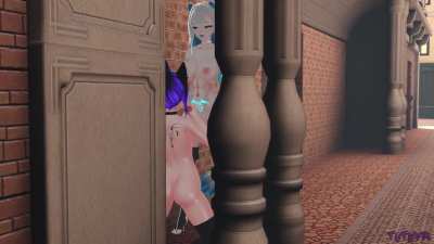 Futa takes her horny pet to a (somewhat) secluded spot in public