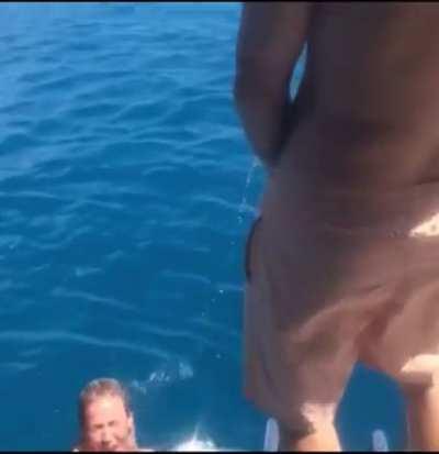 Actor Jason Biggs peeing on Chelsey handler. No wonder Whitney Cummings is her bff