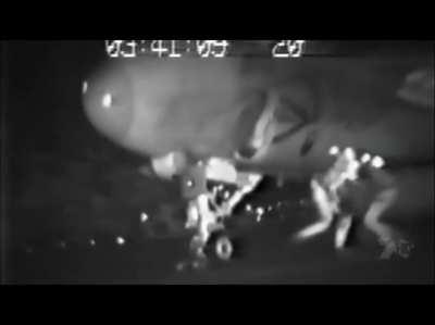 Worker gets sucked into fighter jets turbine and survives for some reason.