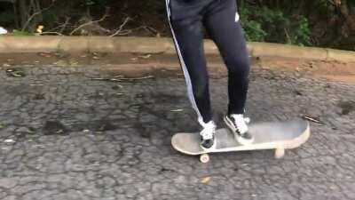 Here’s me busting my ass ^_^ I was trying to Ollie (I didn’t even slide my foot -_-) also my griptape is very dirty
