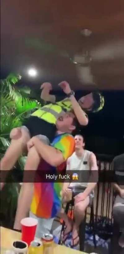 At least he wore his helmet