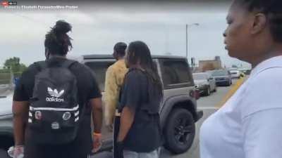 Protesters blocking yet another car