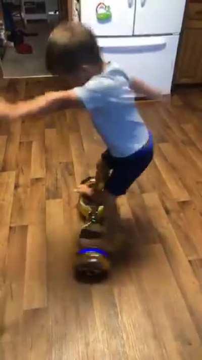 Perfectly cut kid falling over