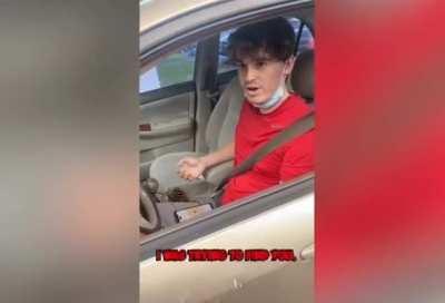 Delivery food driver caught in the act of eating the customers order.