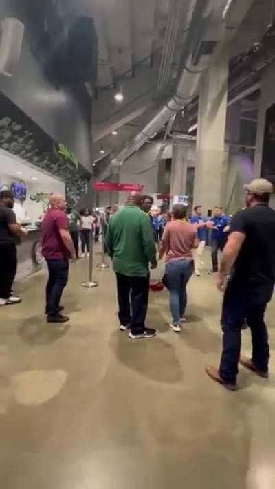 Knocked his wife down in the process