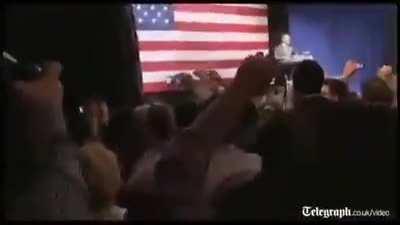 Obama mentions President Trump and gets booed, then chants of 4 more years break out